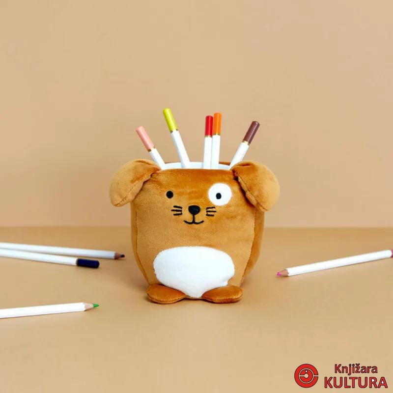 CAŠA ZA OLOVKE,Fluffy Woof,brown,plastic/fabric 