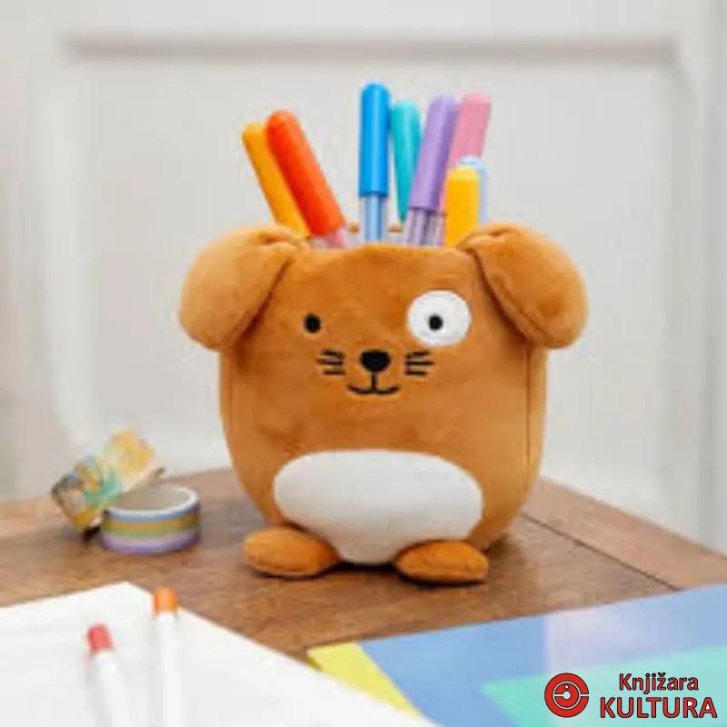 CAŠA ZA OLOVKE,Fluffy Woof,brown,plastic/fabric 