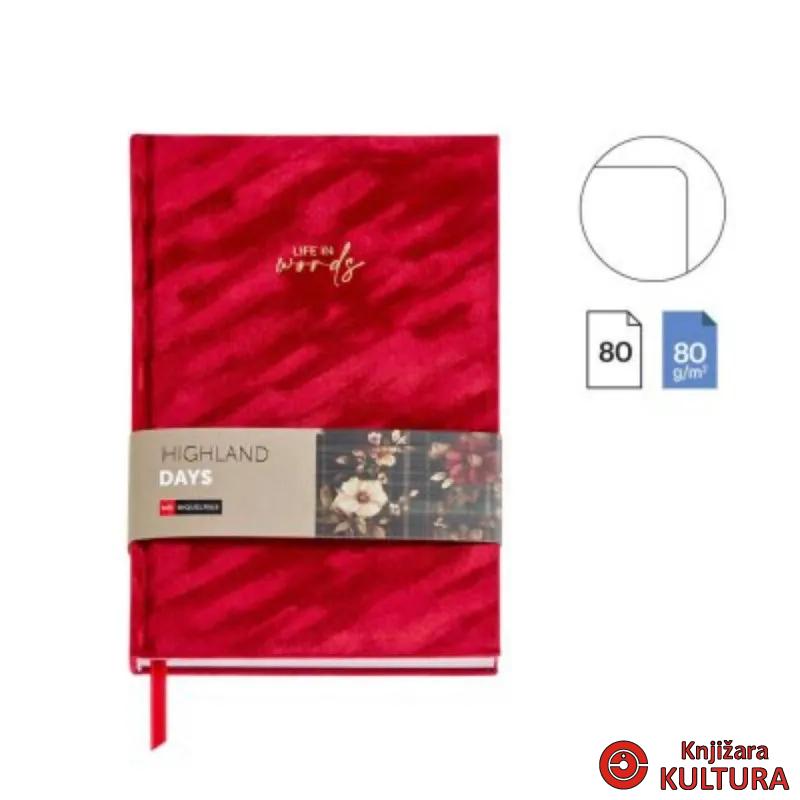 SVESKA A5 PLAIN RED VELVET H.DAYS MR8293 