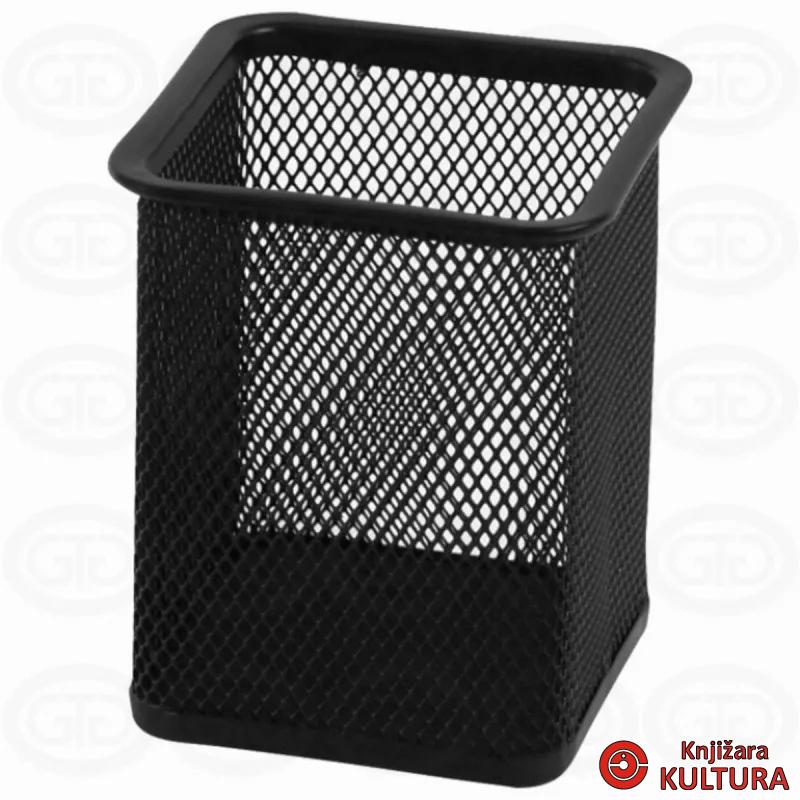 ČAŠA ZA OLOVKE KOCKA CRNA ŽIČANA 