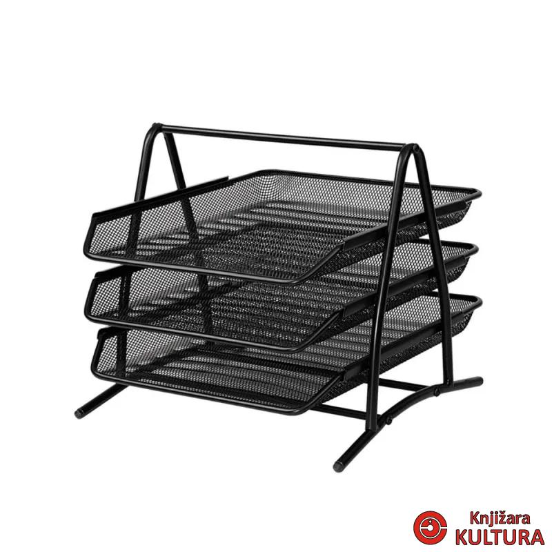 POLICE ZA DOKUMENTA 3/1 ŽIČANA BLACK 35*27.8*29CM 