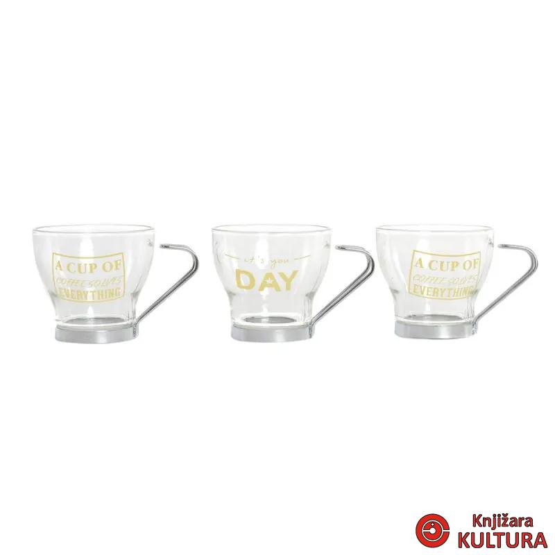 CUP SET 3 GLASS METAL 140 CC. 