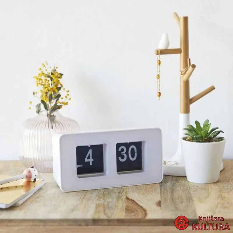 Sat stolni, Flip Clock, bijeli, 2xAA 