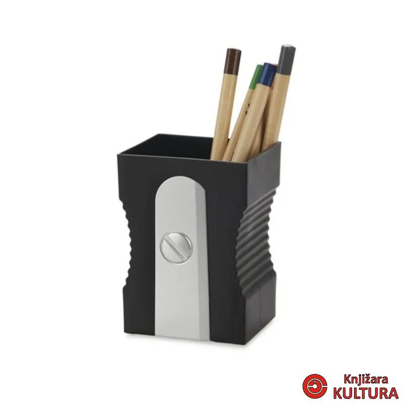 Čaša za olovke, Sharpener, crni, plastic 