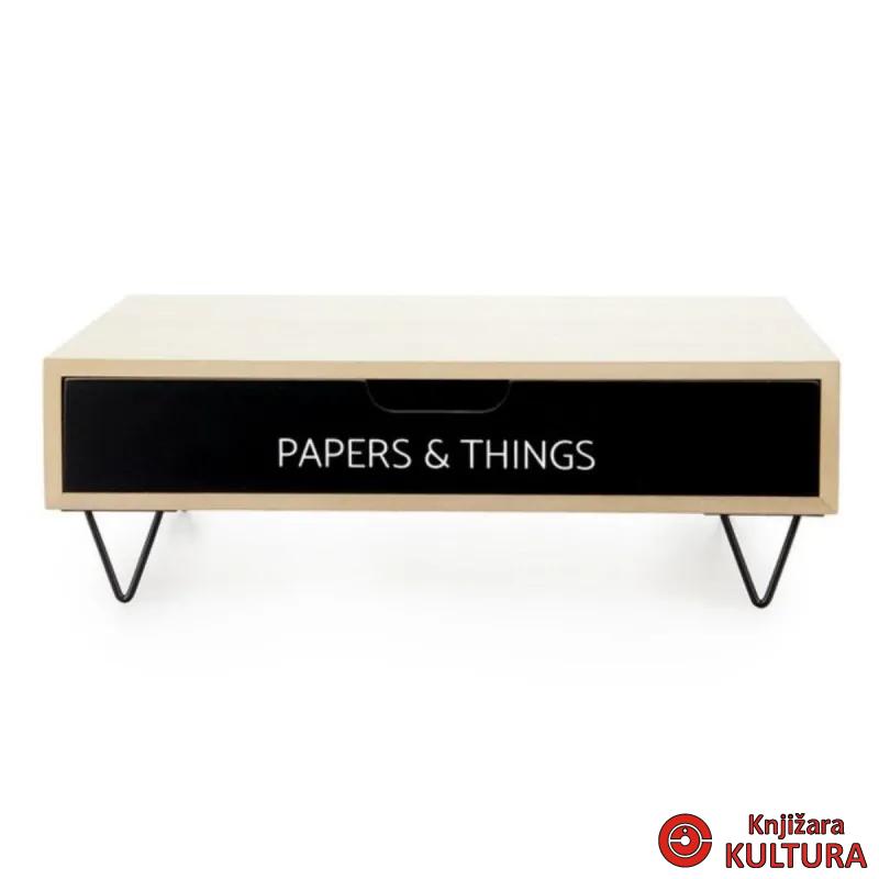 Stalak za monitor, Nordic Papers, drawer, crni, wood 