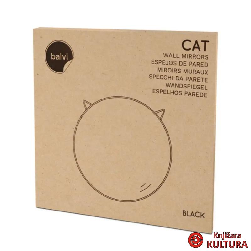 Zidno ogledalo, Cat, round, crni, metal 