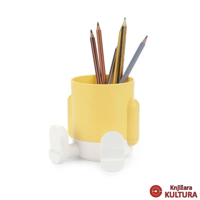 Čaša za olovke, Mr.Sitty, žuti/bijeli, plastic 