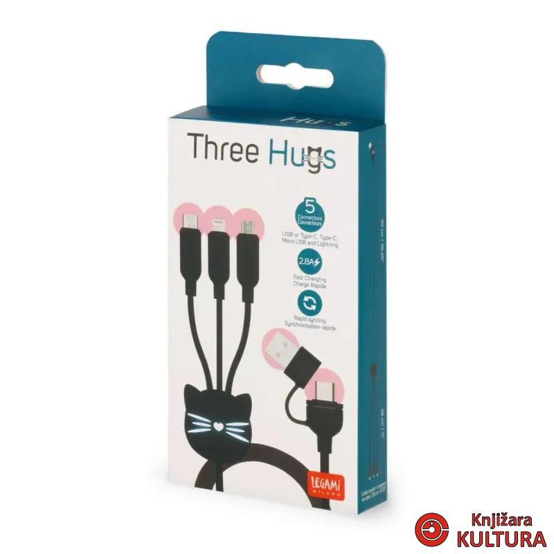 KABAL ZA PUNJENJE 3 U 1  CABLE - THREE HUGS - KITTY 