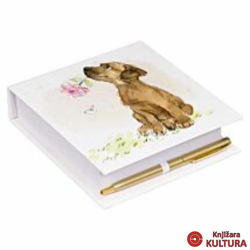 BLOK ZA PORUKE DOG WITH FLOWERS 