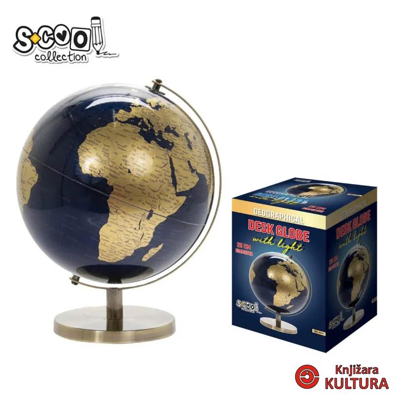 GLOBUS GOLD-BLUE 25CM PVC WITH LIGHT 