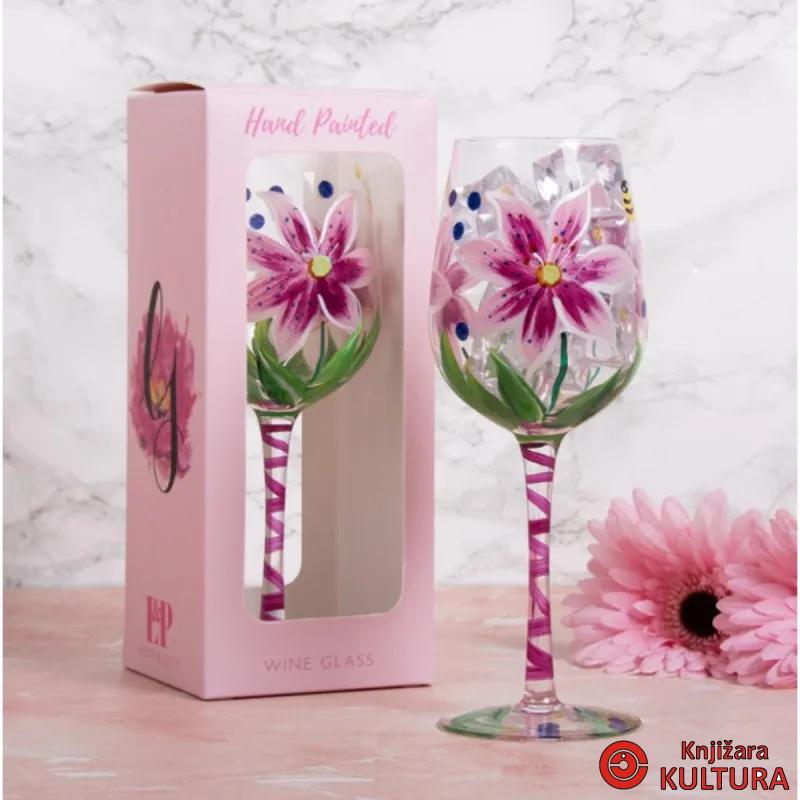 ČAŠA ZA VINO PINK LILLIES LP74529 