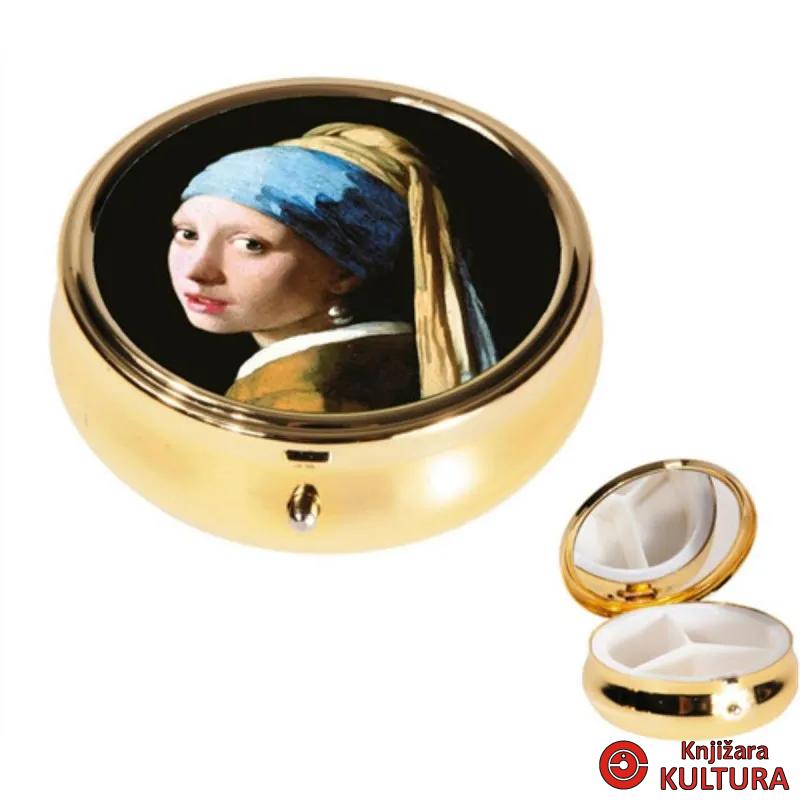 KUTIJA ZA TABLETE OKRUGLA VERMEER, PEARL EARRING 