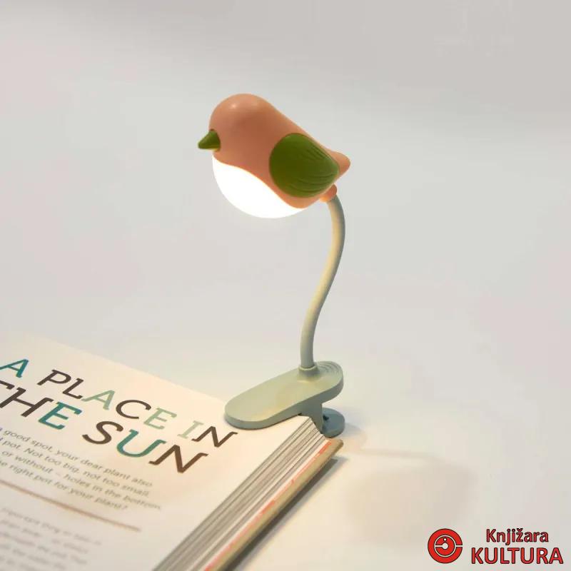 LAMPA ZA KNJIGU BIRDIE PINK PLASTIKA 