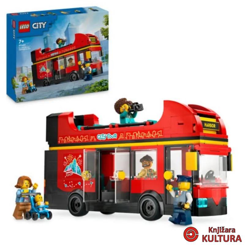 LEGO CRVENI DVOSPRATNI AUTOBUS ZA RAZGLEDANJE GRADA 