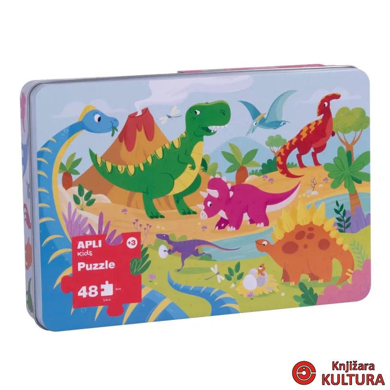 PUZZLE DINOSAURUS XL U METALNOJ KUTIJI 48 KOM 