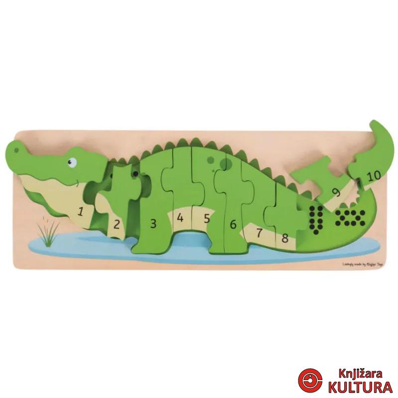 DRVENA SLAGALICA KROKODIL SA BROJEVIMA BJ029 
