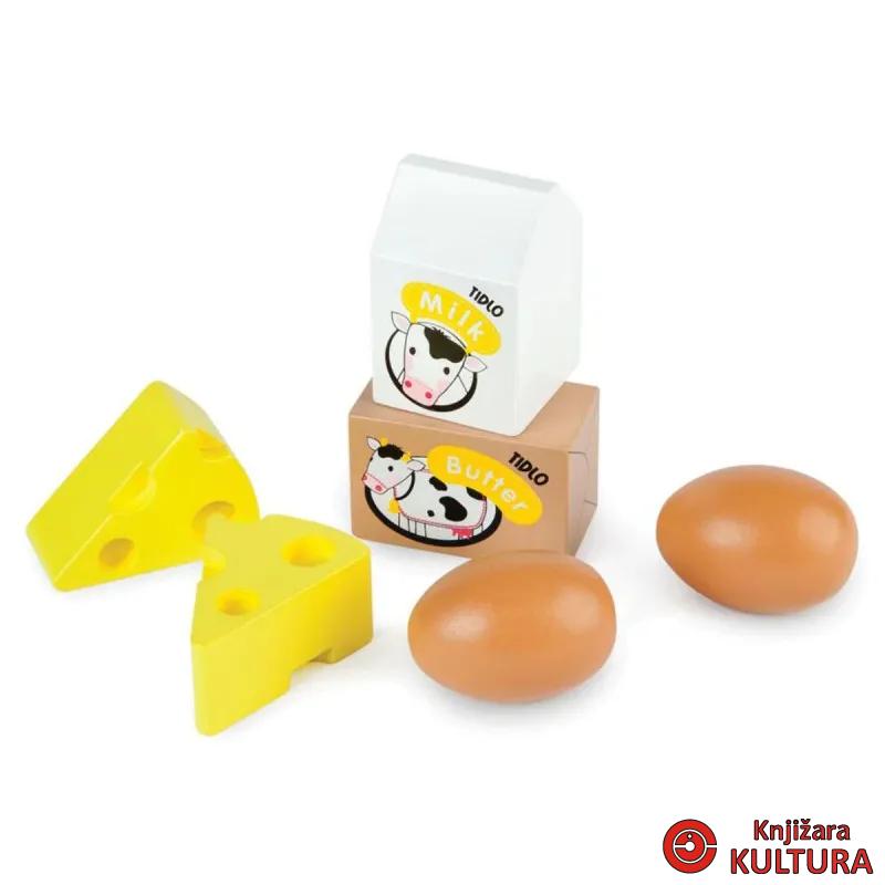 DRVENI SET JAJA I MLIJEKO T0103 