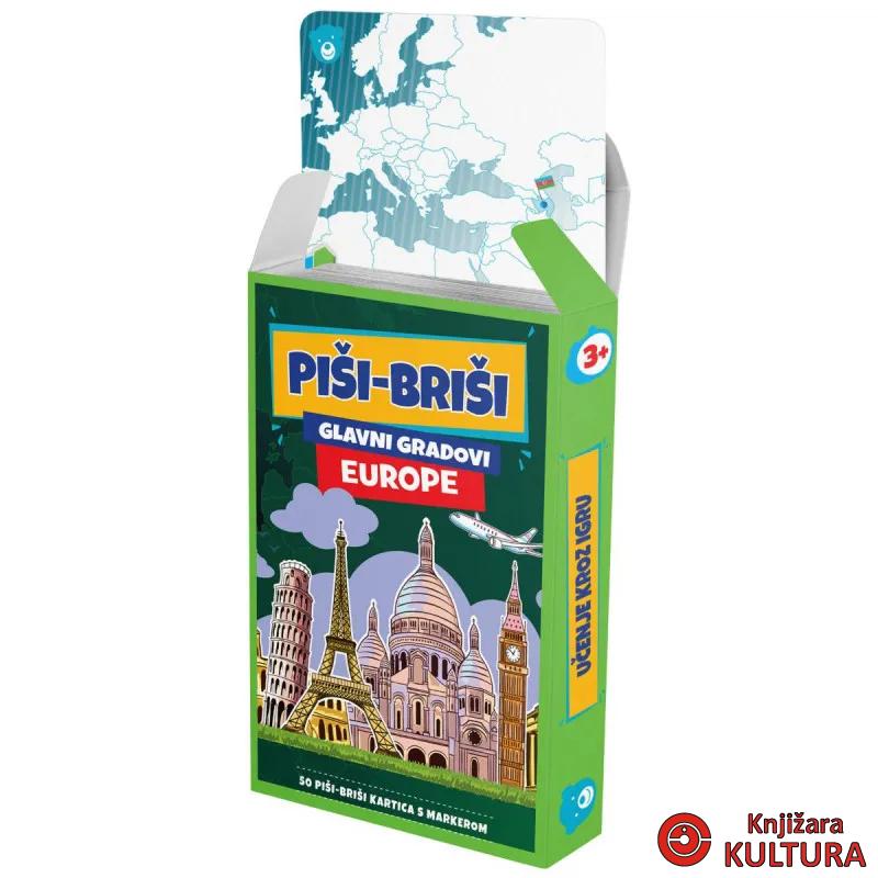 EDUKATIVNE KARTE PIŠI BRIŠI GL.GRADOVI EUROPE + MARKER 