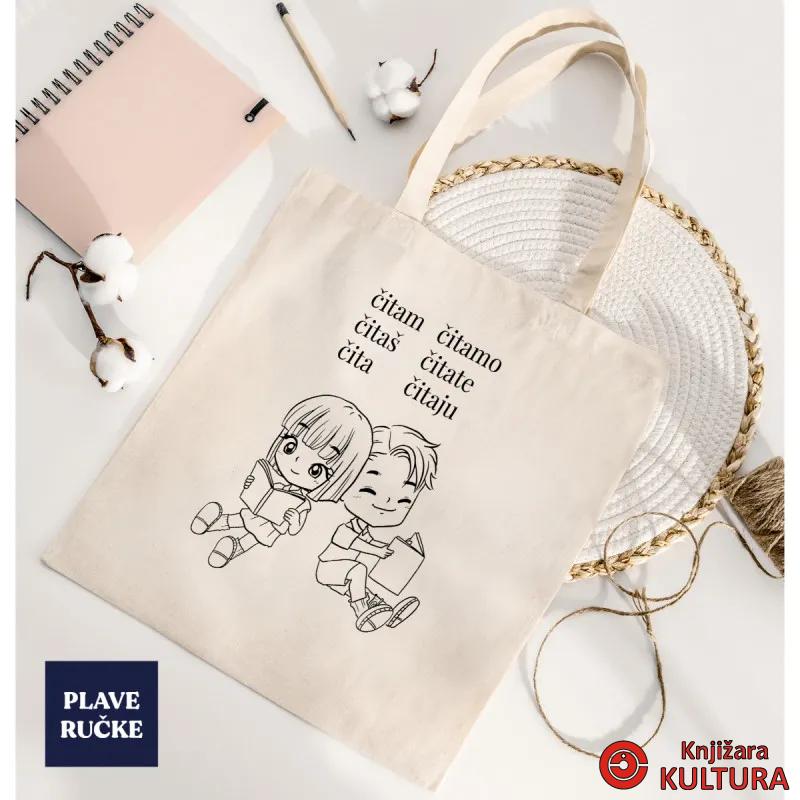 TORBA ZA ŠOPING BOMBAŽ PLAVE RUČKE C/B PRINT 