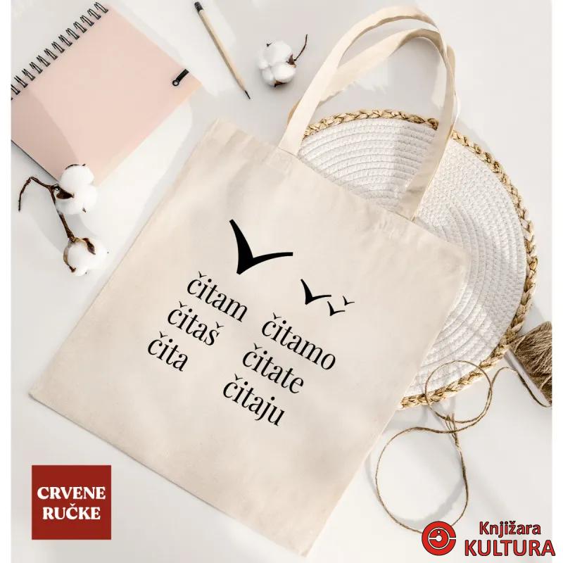 TORBA ZA ŠOPING BOMBAŽ CRVENE RUČKE C/B PRINT 