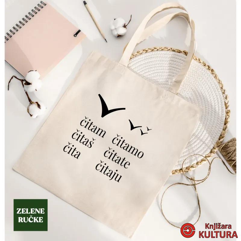 TORBA ZA ŠOPING BOMBAŽ ZELENE RUČKE C/B PRINT 