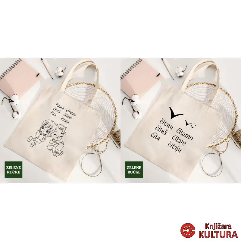 TORBA ZA ŠOPING BOMBAŽ ZELENE RUČKE C/B PRINT 